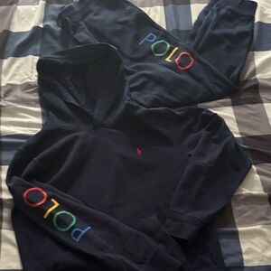 Polo by Ralph Lauren boys Dark Blue jogger set with Multicolor Logo